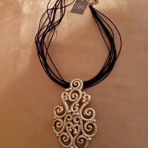 Gorgeous Geniune Leather Necklace with Silver Embl